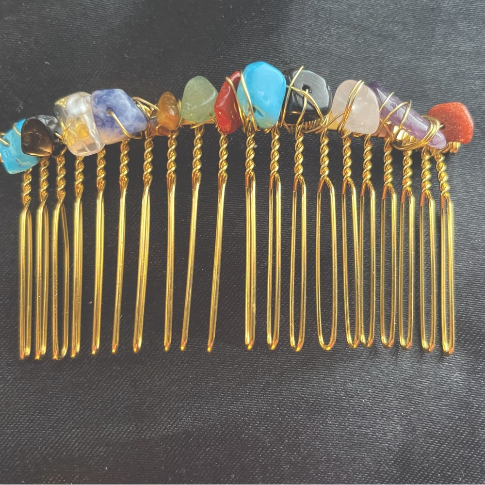 Beaded Gemstone Hair Combs, Hair Accessories, Hair Combs, Gifts for Women
